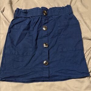 Navy Button-Front Kids Skirt